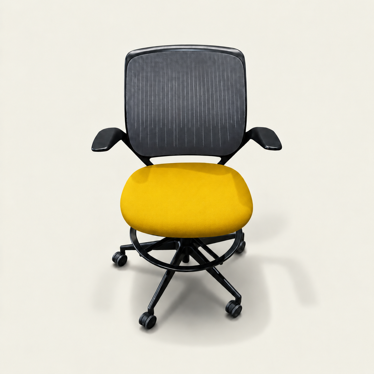 Steelcase: Cobi Draughtsman Chair in Yellow Fabric with a Grey Mesh Back- Refurbished