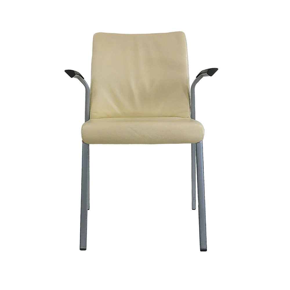 Steelcase: Stacking Chair in Original Cream Leather - Refurbished