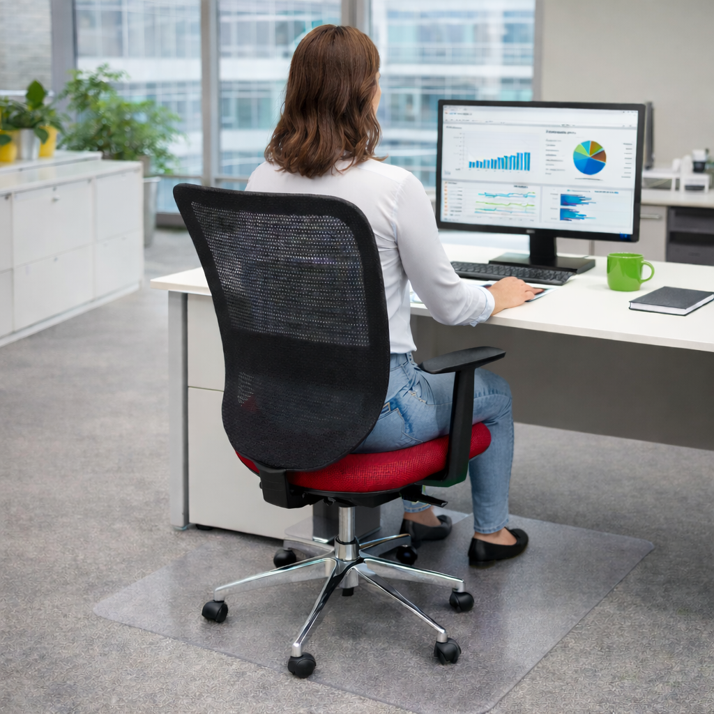 Saxen Don't Task Chair in Red Fabric - Refurbished