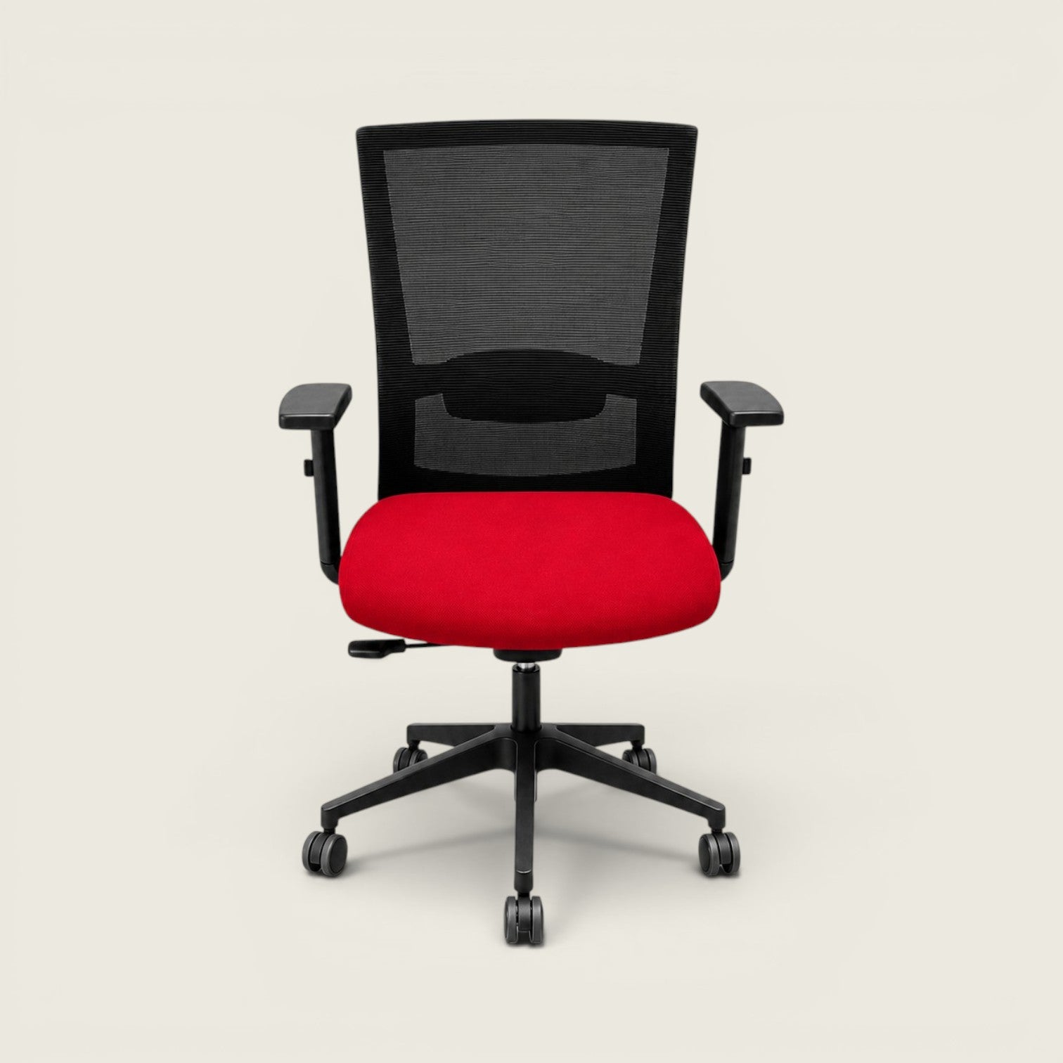 Saxen: Mesh Back Task Chair in Red Fabric - Refurbished