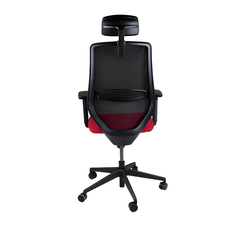 Saxen: Scudo Task Chair with Red Fabric Seat with Headrest - Refurbished