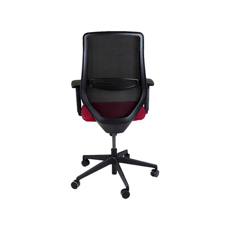 Saxen: Scudo Task Chair with Burgundy Leather Seat without Headrest - Refurbished