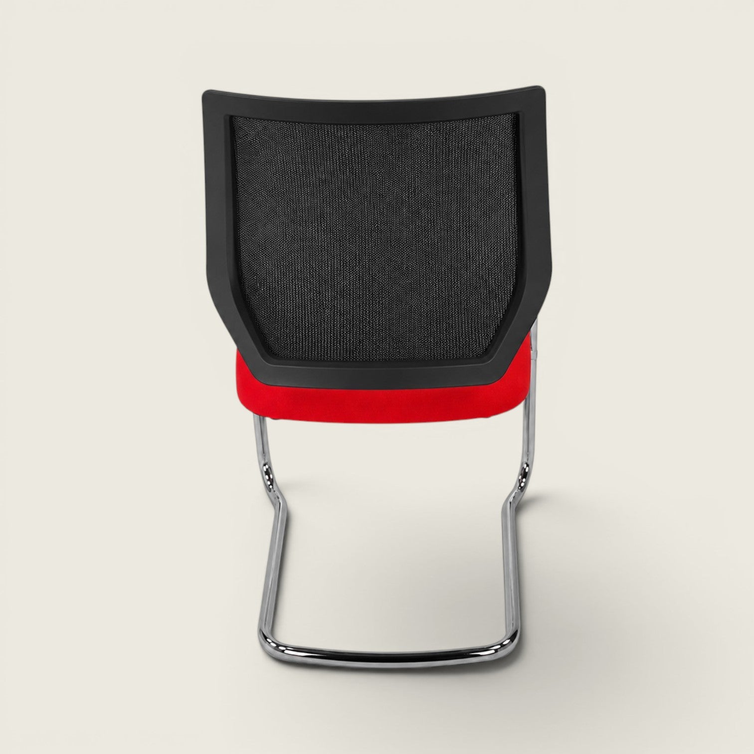 Sedus: Quarterback Cantilever Chair With a Black Mesh Back and Red Seat - Refurbished