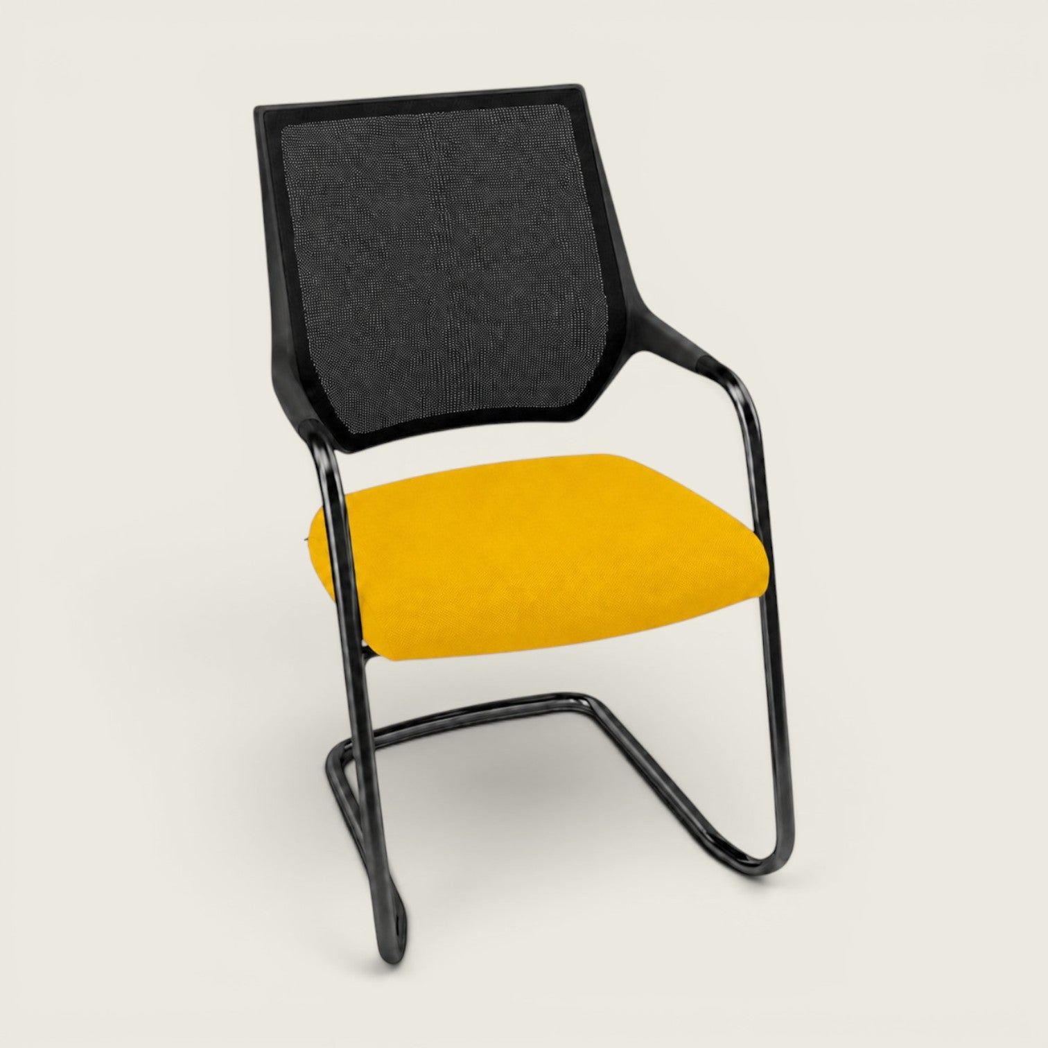Sedus: Quarterback Cantilever Chair With a Black Mesh Back and Yellow Seat - Refurbished