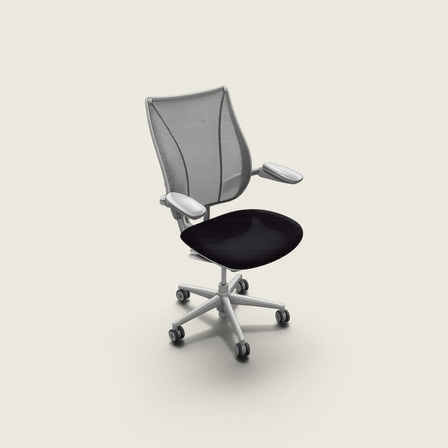 <tc>Humanscale</tc>: <tc>Liberty</tc> Bureaustoel in zwarte stof - gerenoveerd