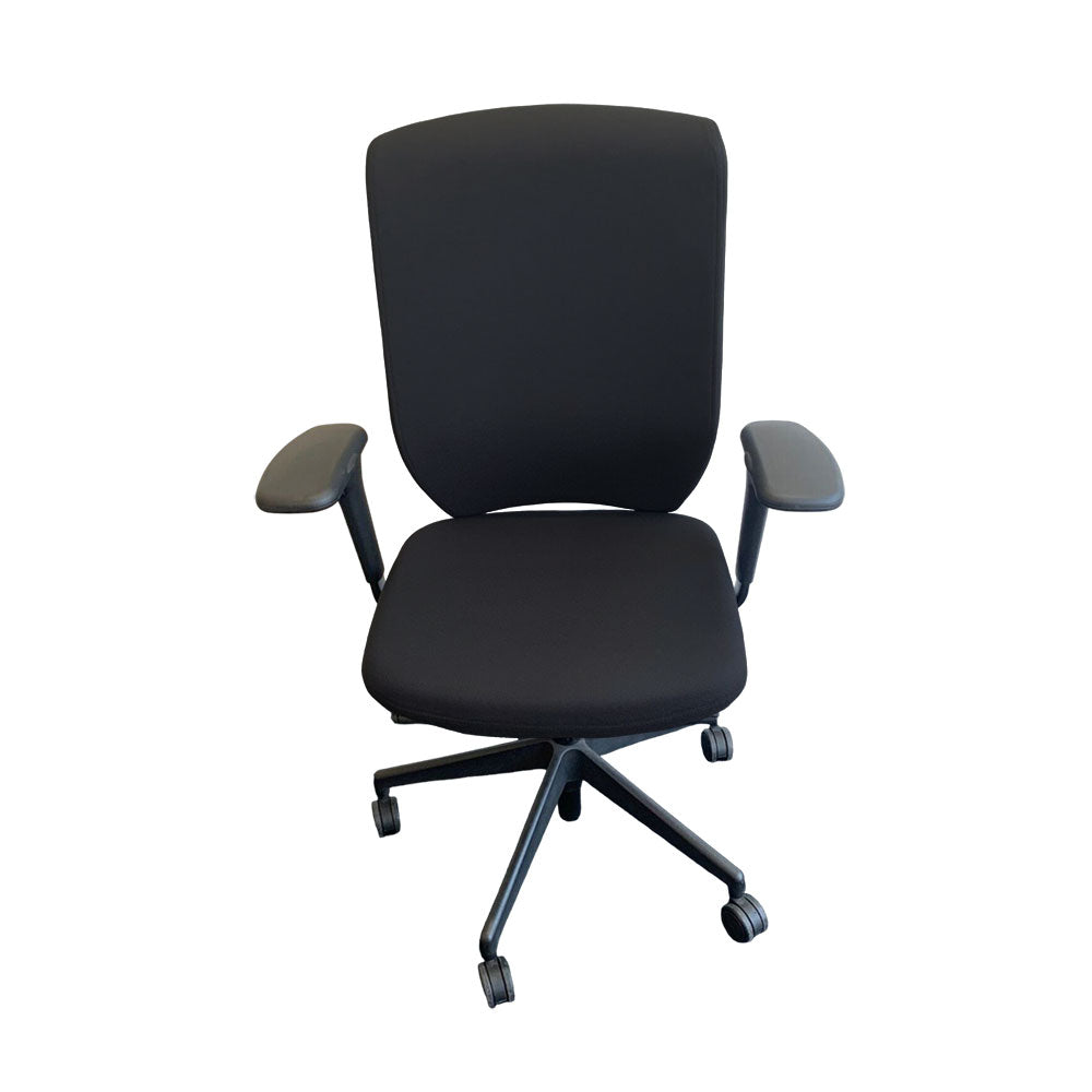 Senator: Evolve High Back Chair with Height Adjustable Arms in Black Leather - Refurbished
