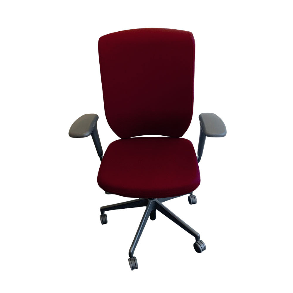 Senator: Evolve High Back Chair with Height Adjustable Arms in Burgundy Leather - Refurbished