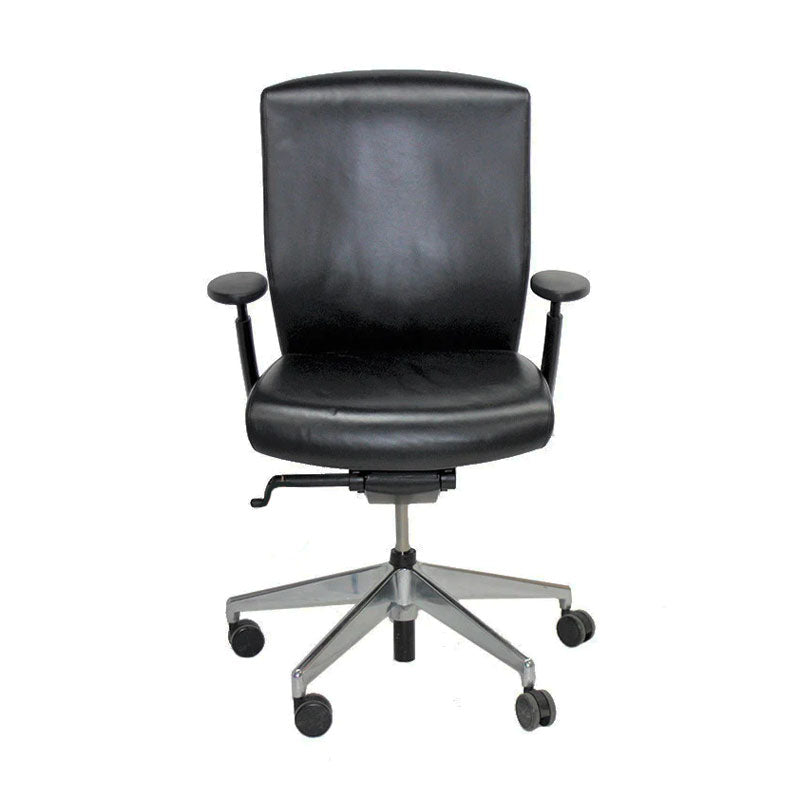 Senator: Enigma S21 Office Chair with Aluminium Frame in Black Leather - Refurbished