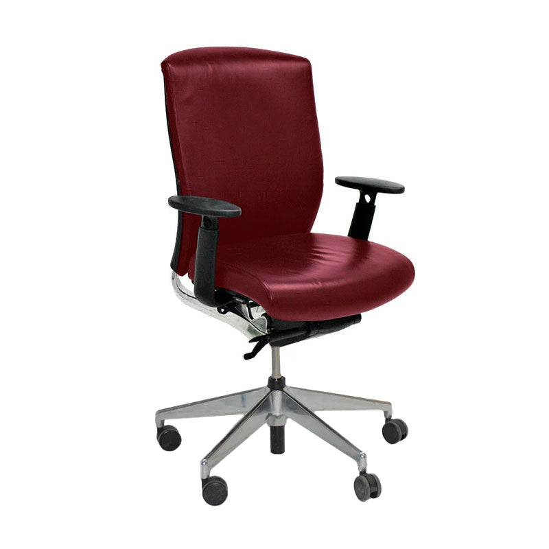 Senator: Enigma S21 Office Chair with Aluminium Frame in Burgundy Leather - Refurbished