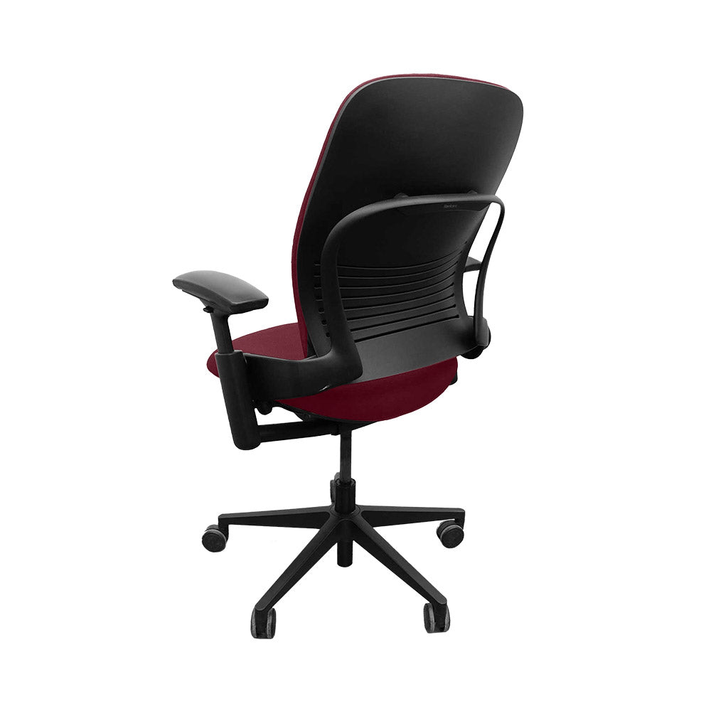 <tc>Steelcase</tc>: <tc>Leap V2</tc> Bureaustoel - Bordeauxrood leer - Gereviseerd