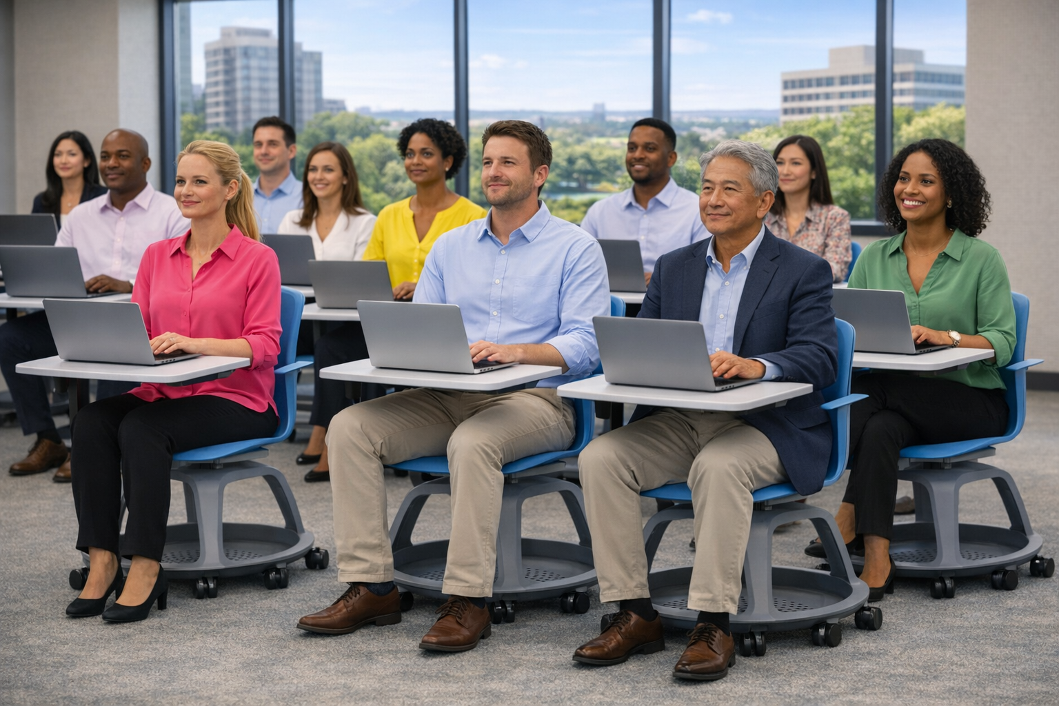Steelcase: Node Chair In Blue and Grey- Refurbished