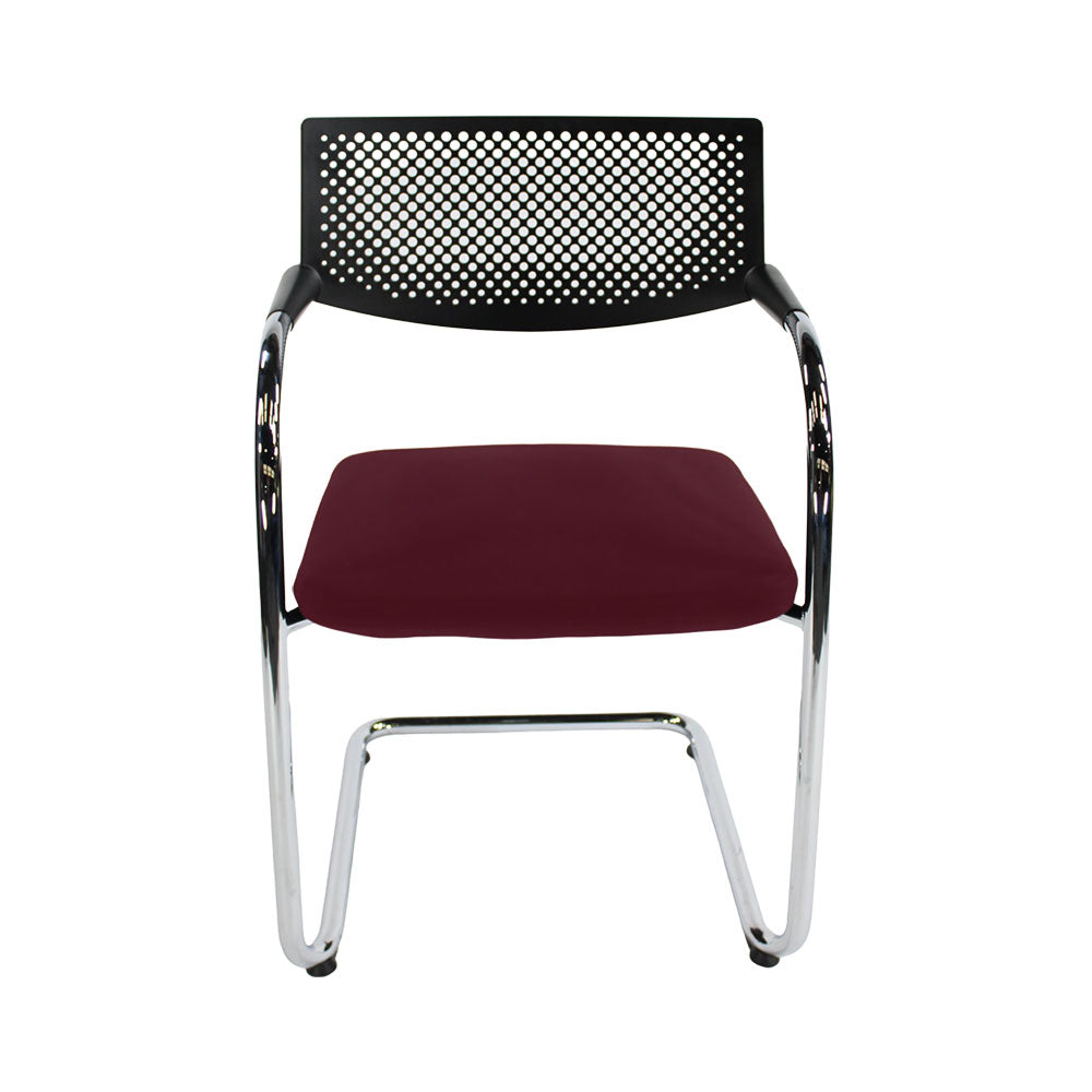 Vitra: VisaVis 2 Meeting Chair in Burgundy Leather - Refurbished