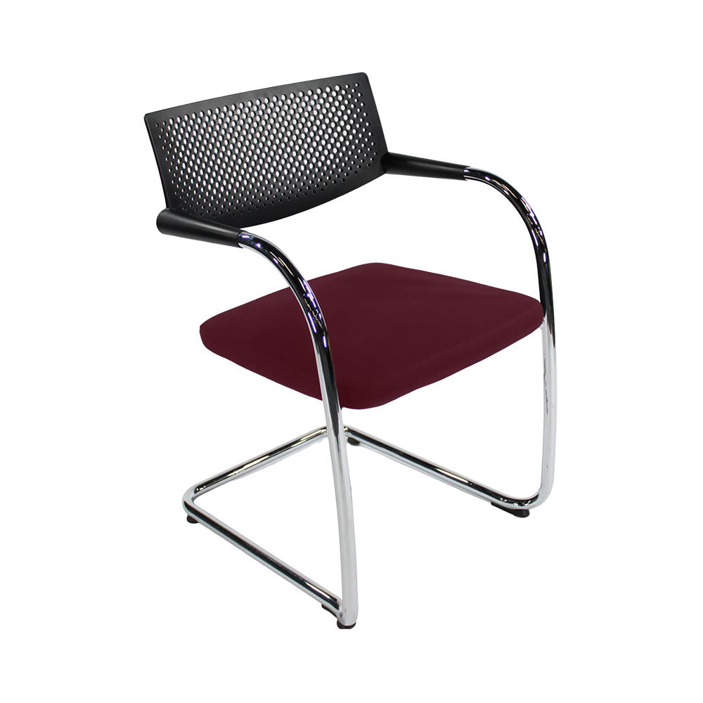 Vitra: VisaVis 2 Meeting Chair in Burgundy Leather - Refurbished