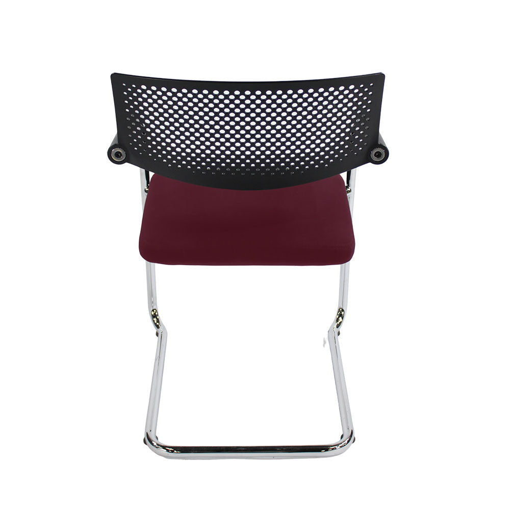 <tc>Vitra</tc>: <tc>VisaVis</tc> 2 vergaderstoelen in bordeauxrood leer - gerenoveerd