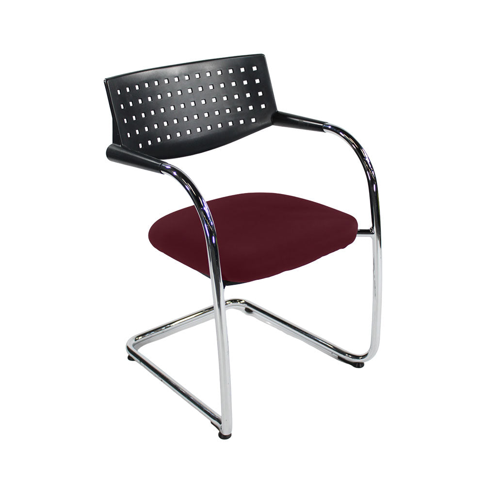 Vitra: VisaVis Meeting Chair in Burgundy Leather - Refurbished