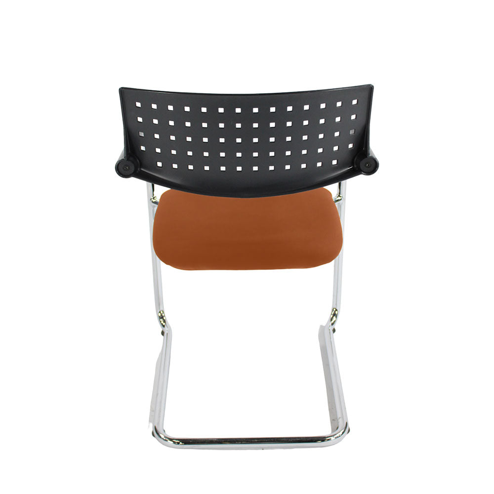 <tc>Vitra</tc>: <tc>VisaVis</tc> Vergaderstoel in bruin leer - Gereviseerd