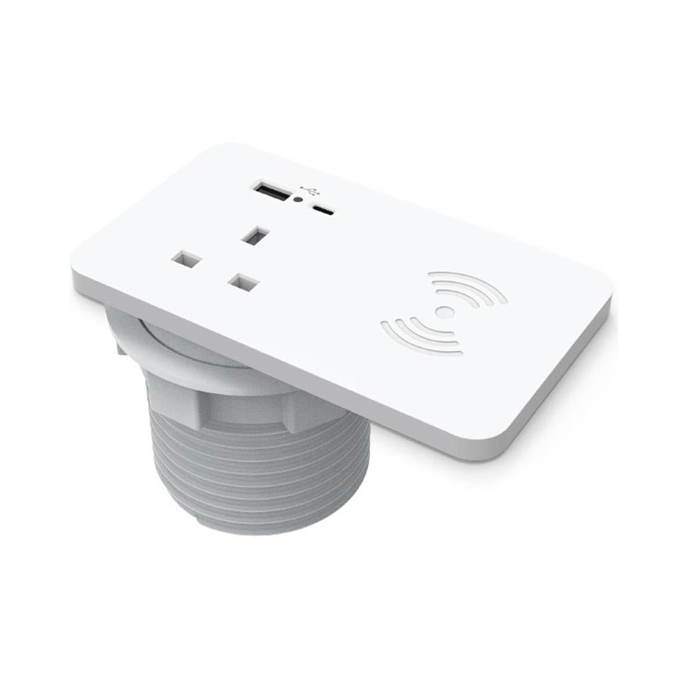 Rectangular Ion Duo Power Module In-desk in White