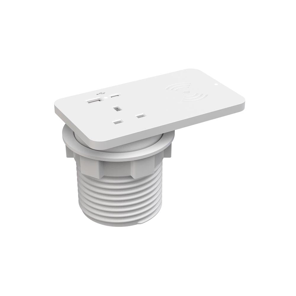 Rectangular Ion Duo Power Module In-desk in White