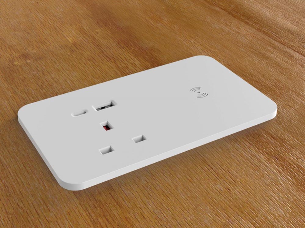 Rechthoekig ionenduo Power Module in-desk in het wit