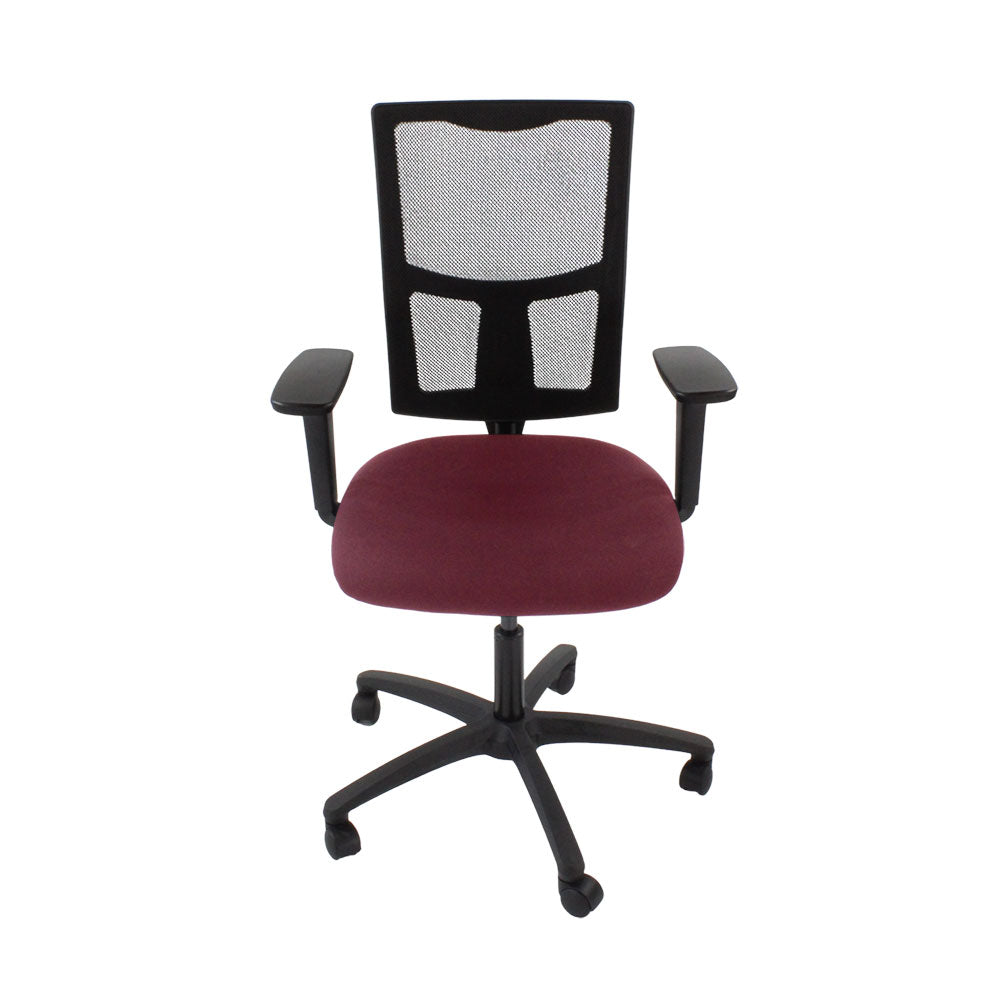 Saxen: Ergo 2 Task Chair in Burgundy Leather - Refurbished
