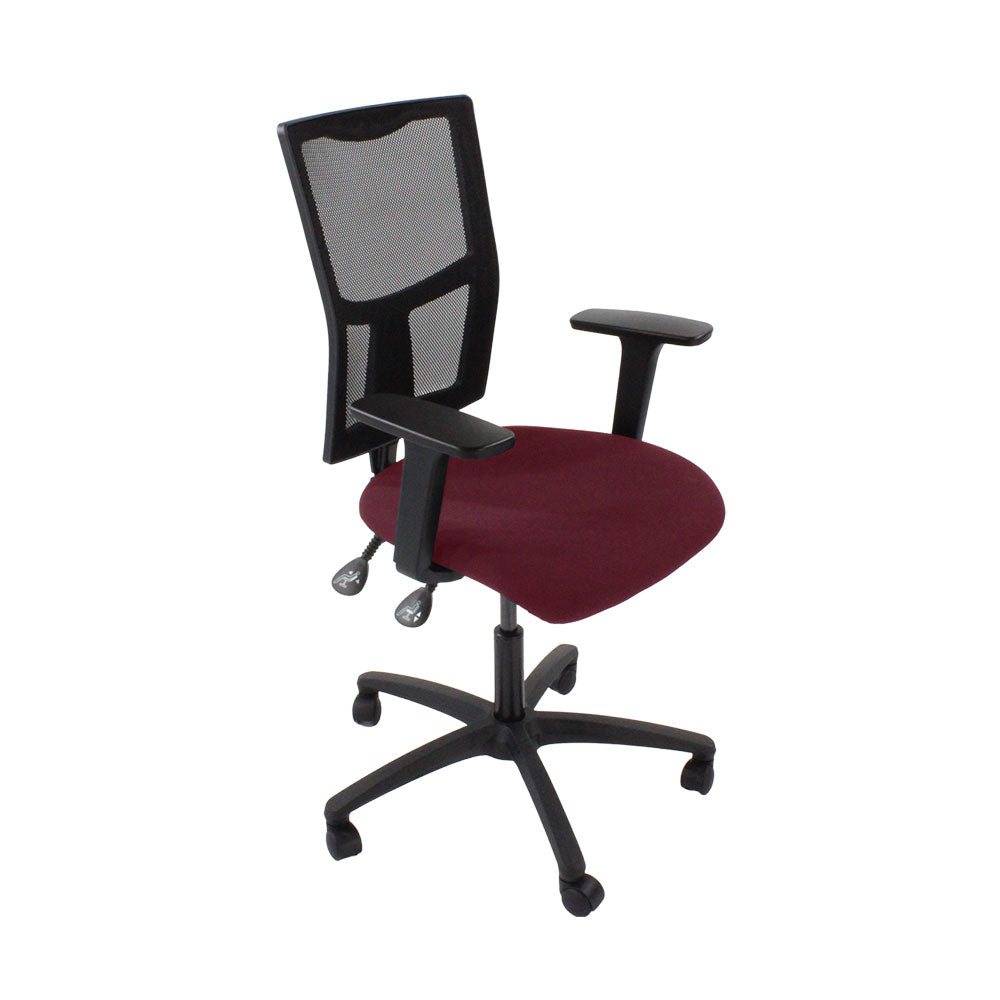 Saxen: Ergo 2 Task Chair in Burgundy Leather - Refurbished