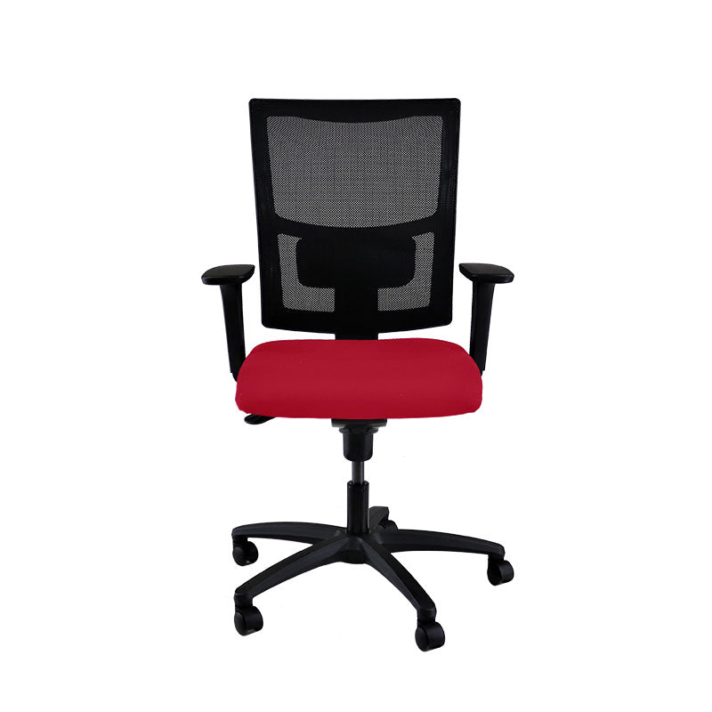 Saxen: Ergo Task Chair in Red Fabric - Refurbished