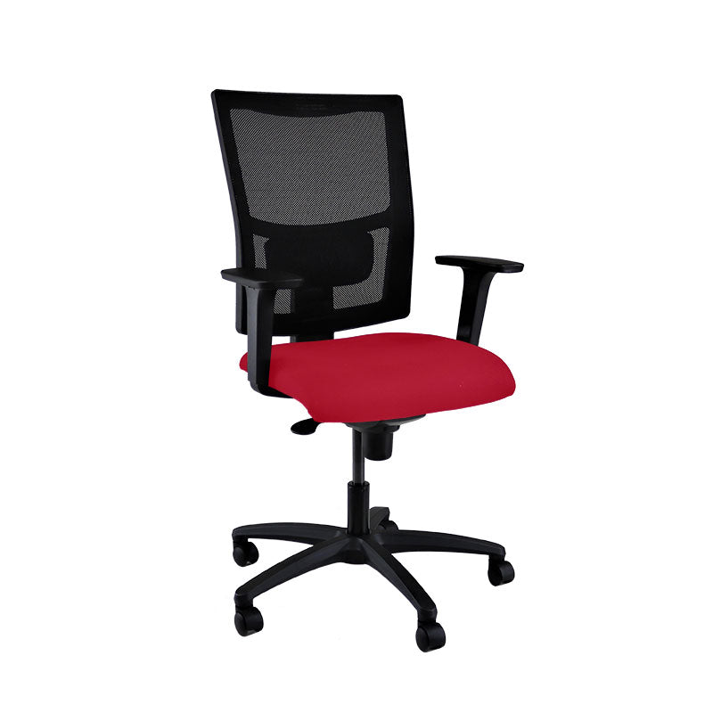 Saxen: Ergo Task Chair in Red Fabric - Refurbished