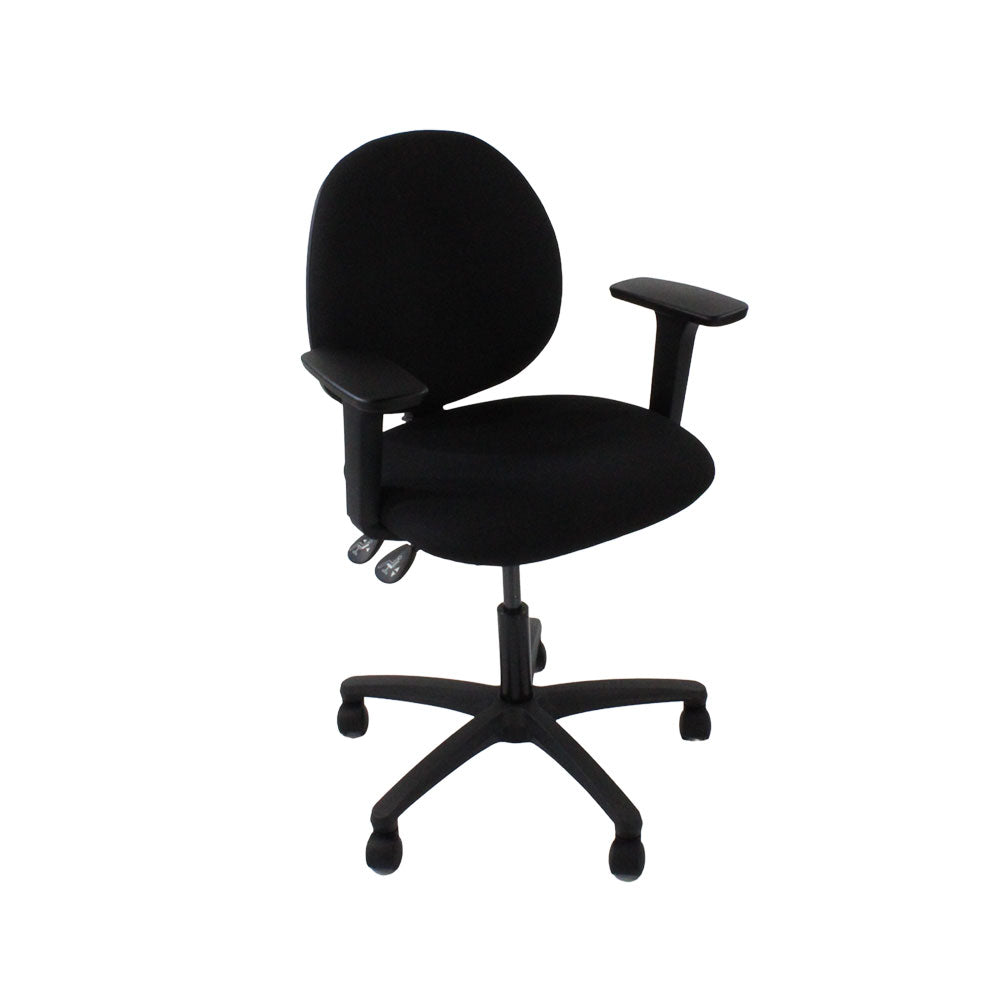 Saxen: Scoop Operator Chair in Black Leather - Refurbished