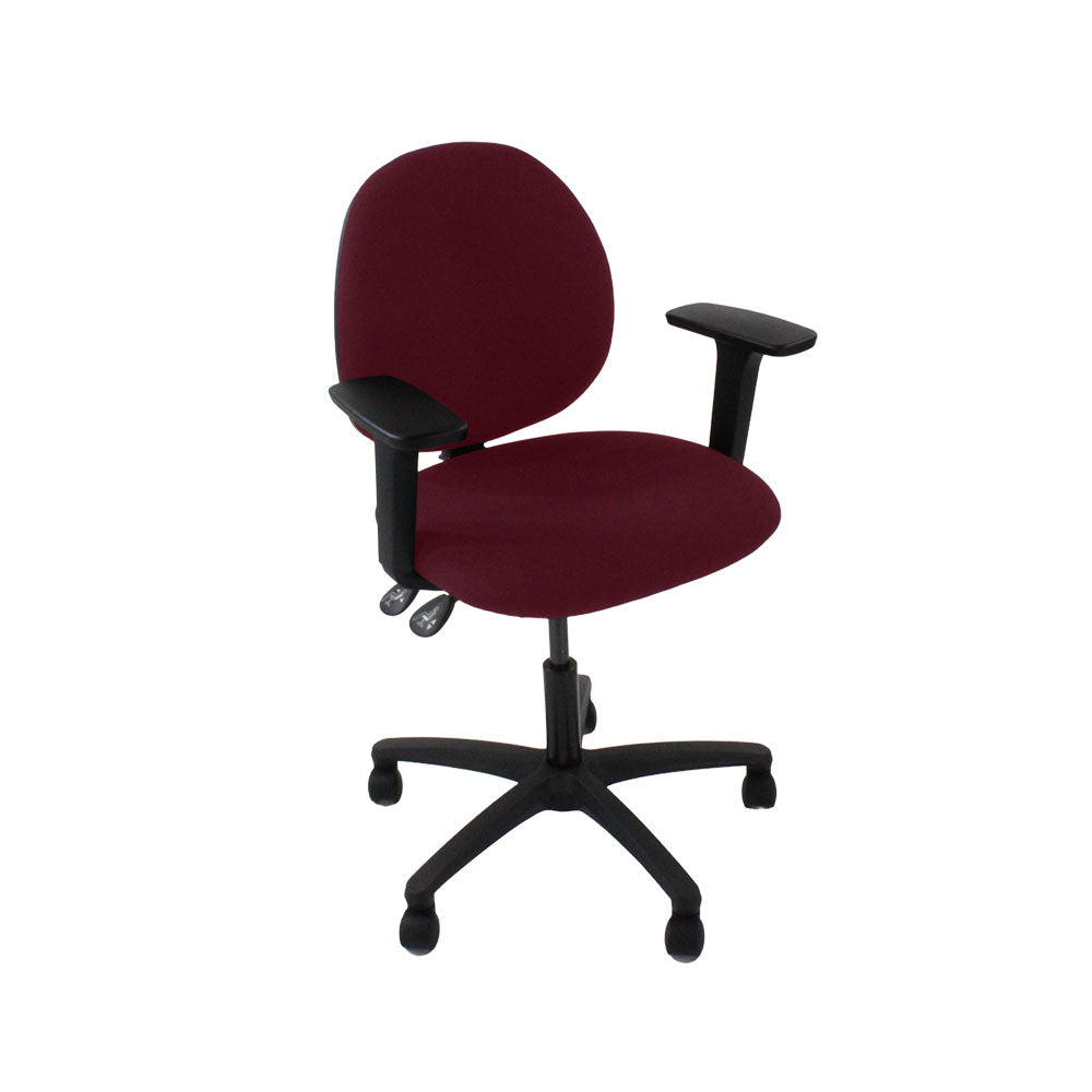 Saxen: Scoop Operator Chair in Burgundy Leather - Refurbished