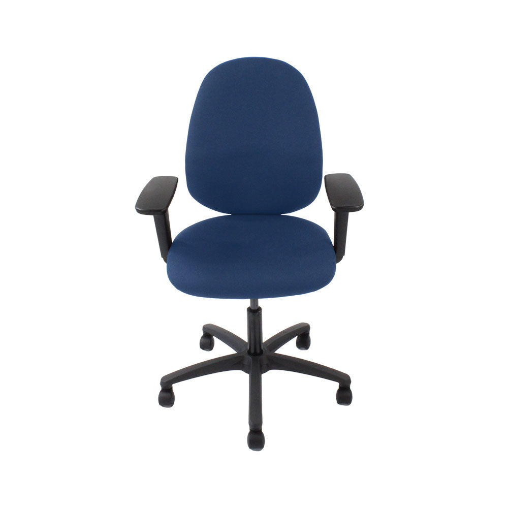 Saxen: Scoop High Operator Chair in Blue Fabric - Refurbished