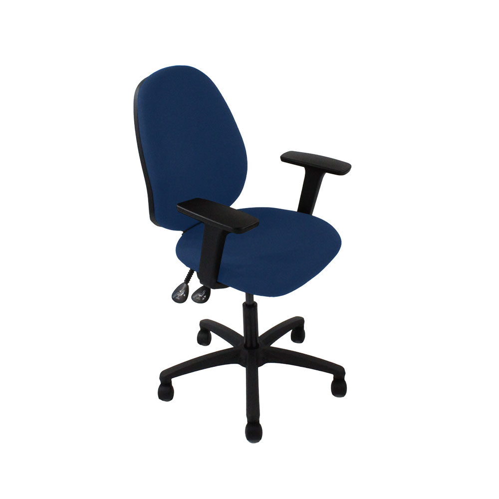 Saxen: Scoop High Operator Chair in Blue Fabric - Refurbished