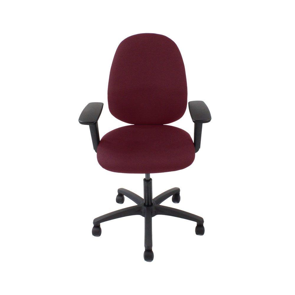 Saxen: Scoop High Operator Chair in Burgundy Leather - Refurbished