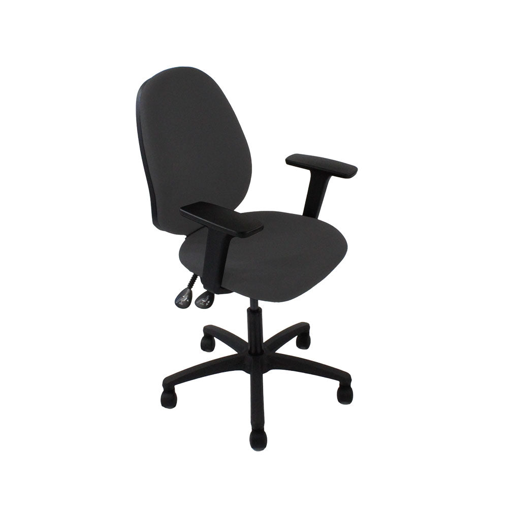 Saxen: Scoop High Operator Chair in Grey Fabric - Refurbished