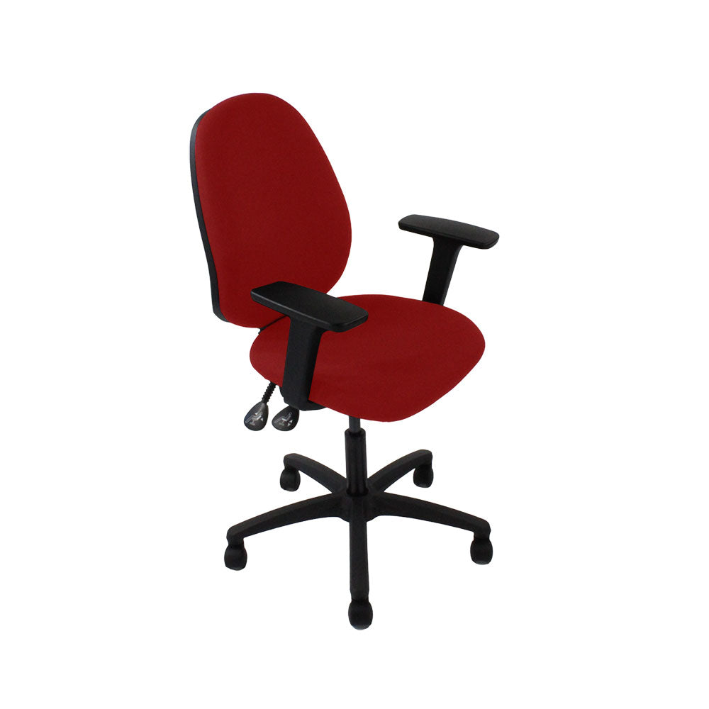 Saxen: Scoop High Operator Chair in Red Fabric - Refurbished