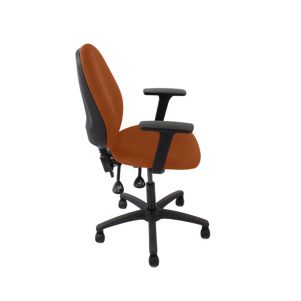 Saxen: Scoop High Operator Chair in Tan Leather - Refurbished