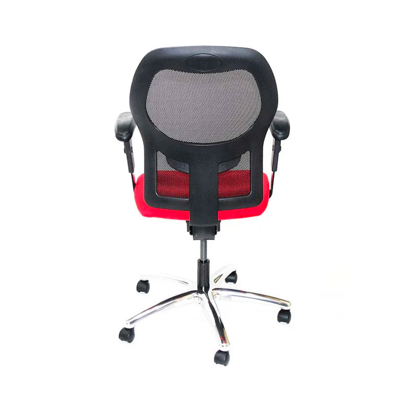 Ahrend: Bureaustoel type 160 in rode stof met aluminium onderstel - Gerenoveerd