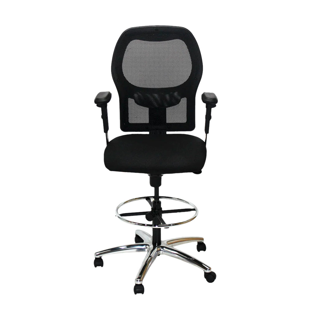 Ahrend: 160 Type Draughtsman Chair in Black Fabric - Aluminium Base - Refurbished