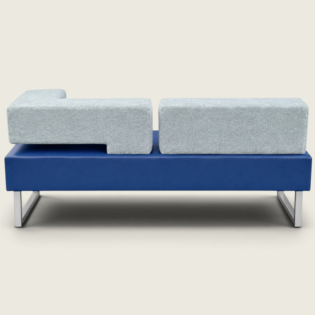 Orangebox: Grijs en blauw, weg van het bureau (AFTD) Eenpersoonsbank met hoge rugleuning: - Gerenoveerd