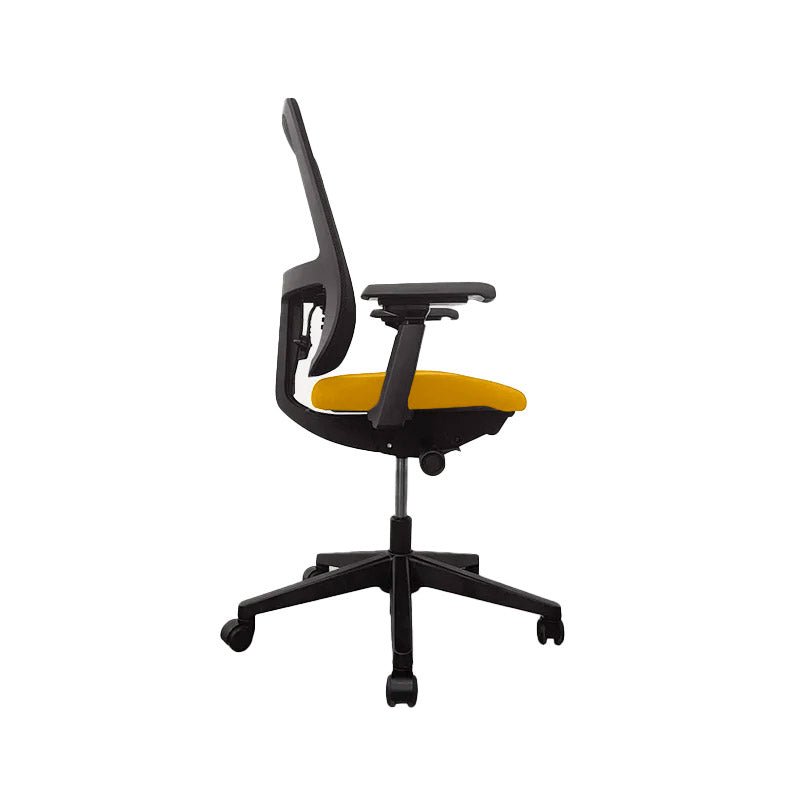 Haworth: Levendige bureaustoel in gele stof - Gerenoveerd
