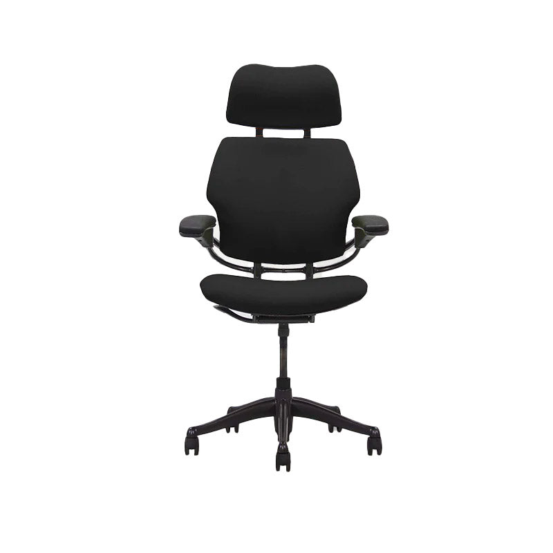 Humanscale: Freedom hoofdsteun bureaustoel met hoge rugleuning - zwarte stof - gerenoveerd