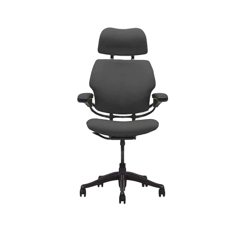 Humanscale: Freedom hoofdsteun bureaustoel met hoge rugleuning - grijze stof - gerenoveerd