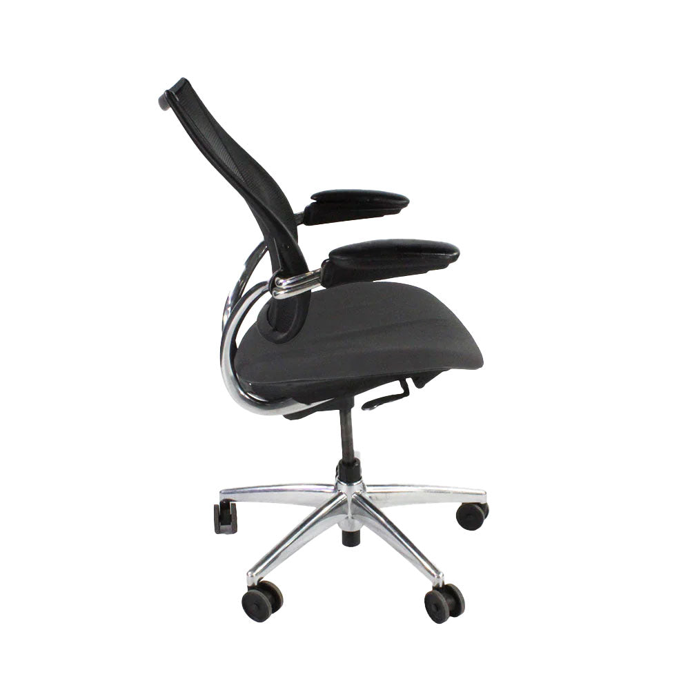 Humanscale: Liberty-bureaustoel in grijze stof/aluminium frame - Gerenoveerd