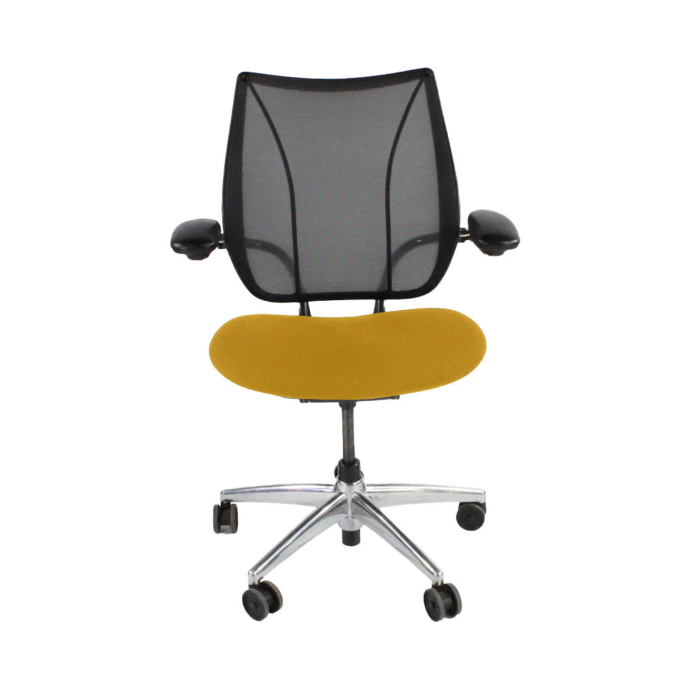 Humanscale: Liberty-bureaustoel in gele stof/aluminium frame - Gerenoveerd