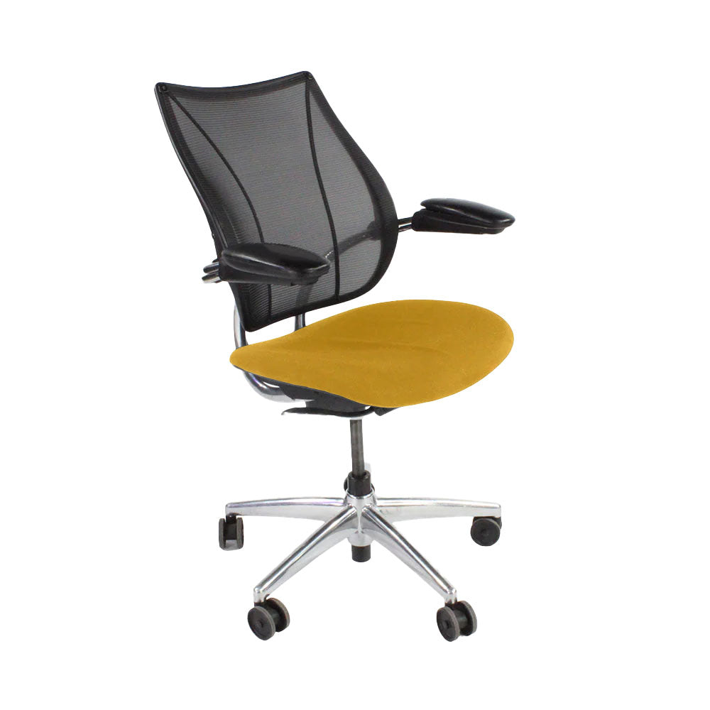 Humanscale: Liberty-bureaustoel in gele stof/aluminium frame - Gerenoveerd