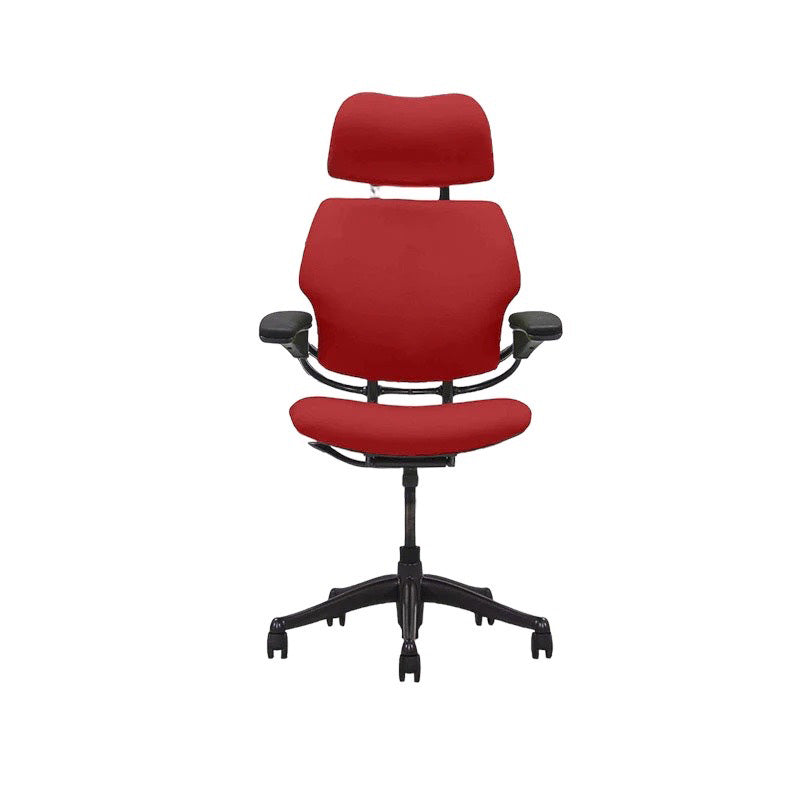 Humanscale: Freedom hoofdsteun bureaustoel met hoge rugleuning - rode stof - gerenoveerd