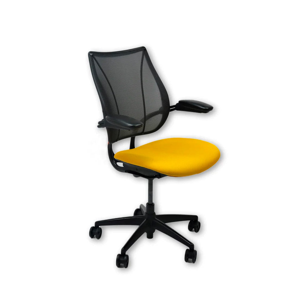 Humanscale: Liberty-bureaustoel in gele stof - gerenoveerd