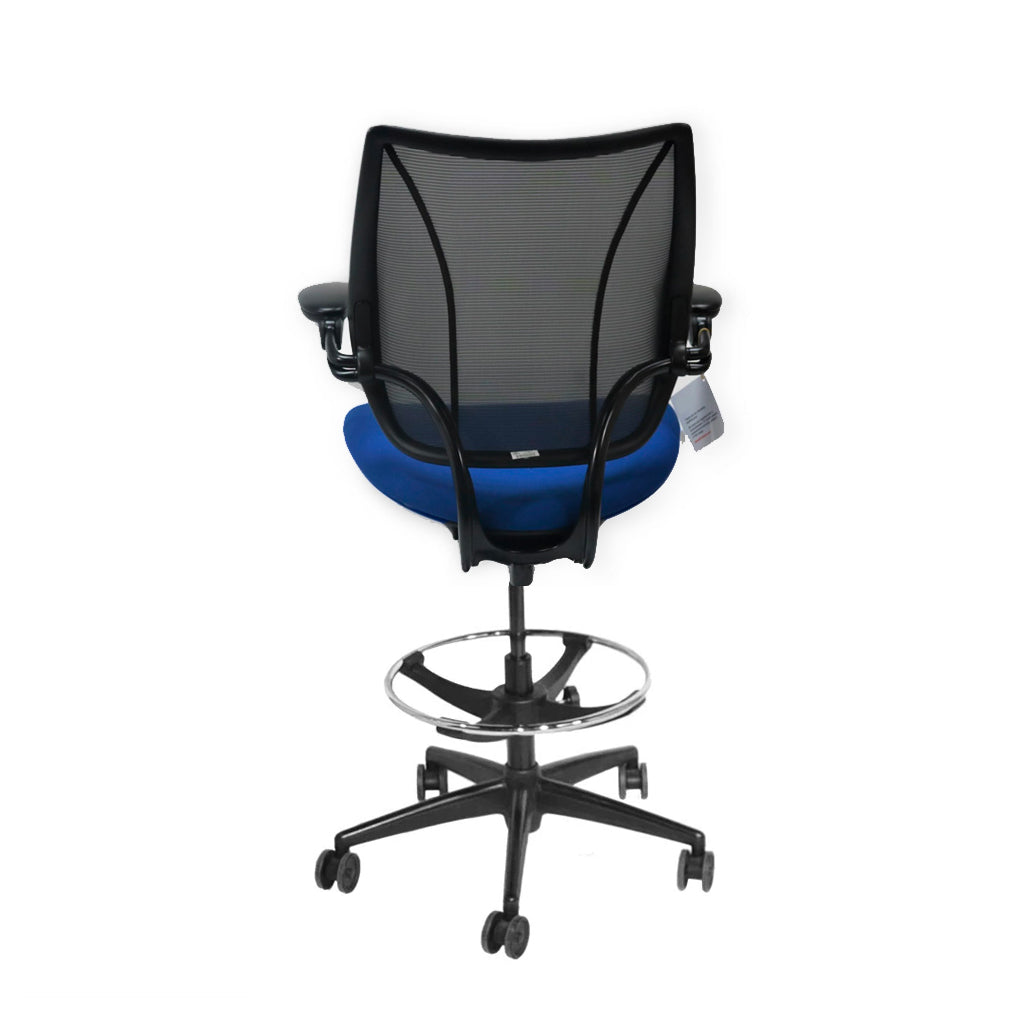 Humanscale: Liberty Draftsman-stoel in blauwe stof - gerenoveerd