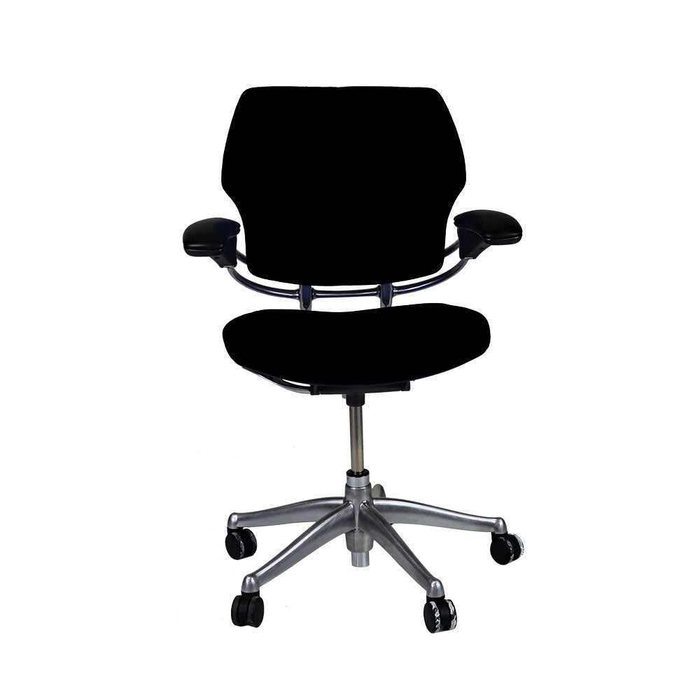 Humanscale: Freedom-bureaustoel met aluminium frame in zwarte stof - Gerenoveerd