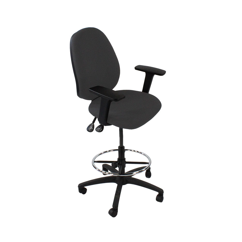 TOC: Scoop High Draughtsman Chair in Grey Fabric - Refurbished