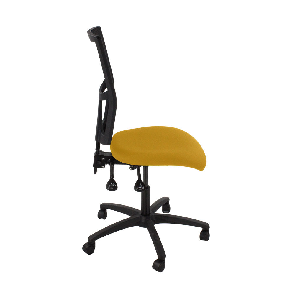 TOC: Ergo 2 bureaustoel zonder armen in gele stof - gerenoveerd